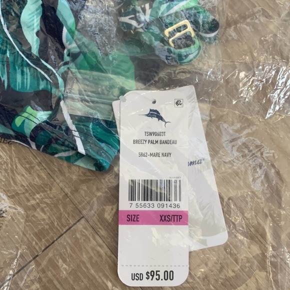 Tommy Bahama Breezy Palms Bandeau Bikini Top in Mare Navy - Picture 5 of 6